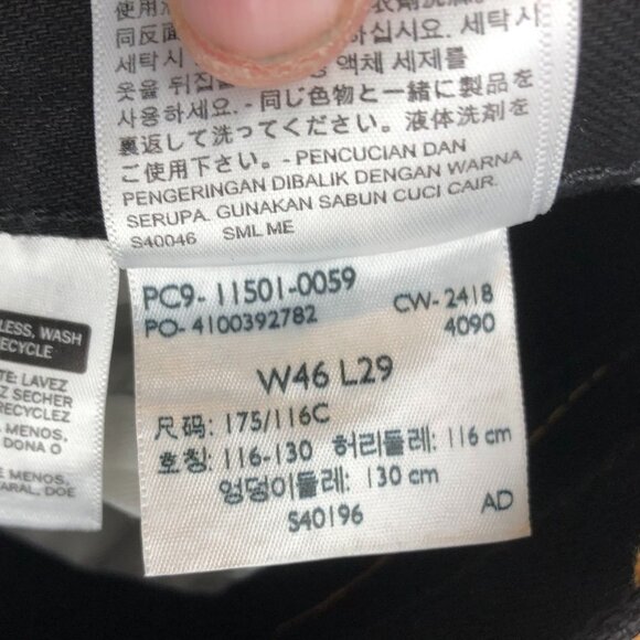 Levi's Men Jeans Size 46x29 501 Original Fit Straight Black Denim Classic Casual - Picture 9 of 12